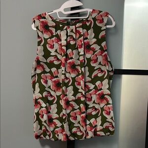Liz Claiborne Floral Blouse - Olive and Pink